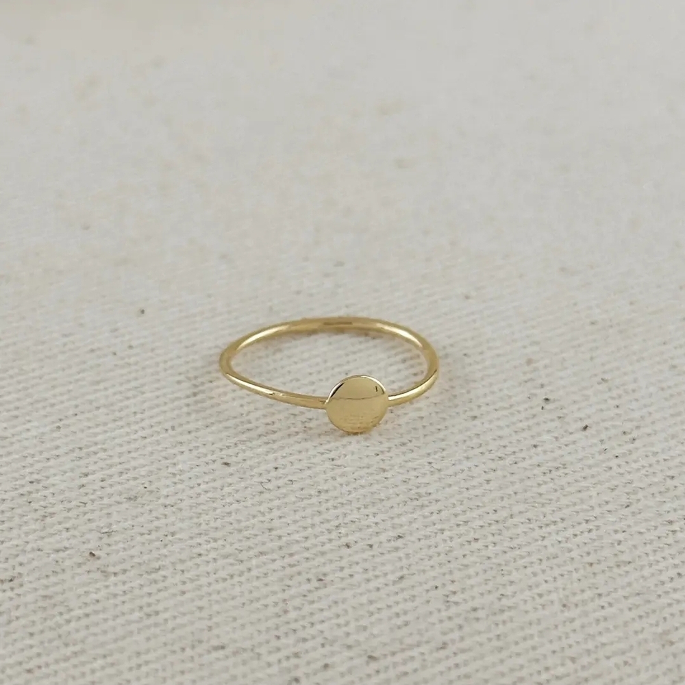 18 Karat Gold Filled Flat Disc Minimalist Ring
